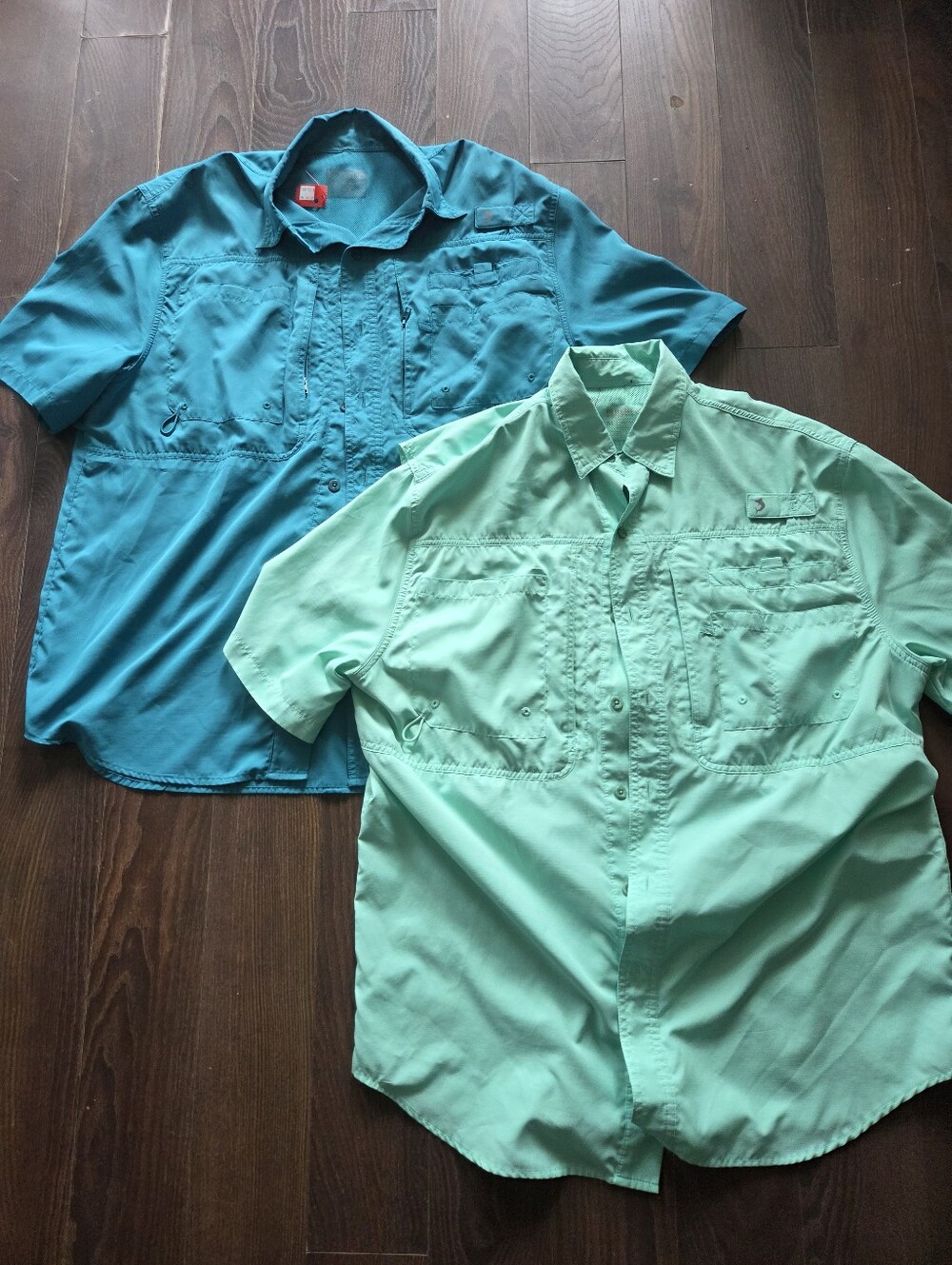 Reel Legendd Men's Short-Sleeve Fishing Shirt - Teal & Mint, Size M